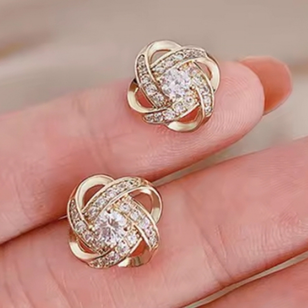 14K Gold CZ Earrings - Picture 3 of 6